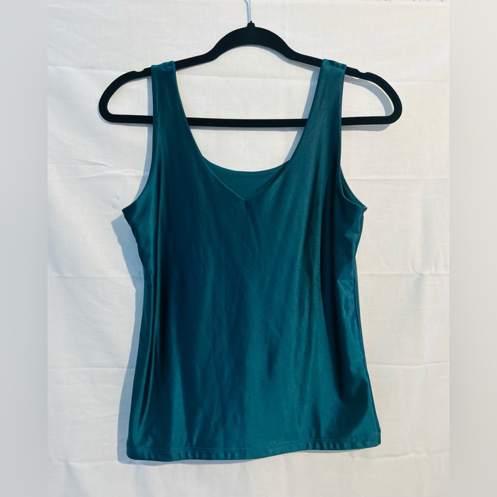 TAHARI MODERN ESSENTIALS
WEAR TWO WAYS BLOUSE SHIRT TEAL